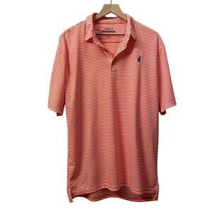 Men's Johnnie O Prep Performance Striped Polo Shirt Soft Red Size Large Golf